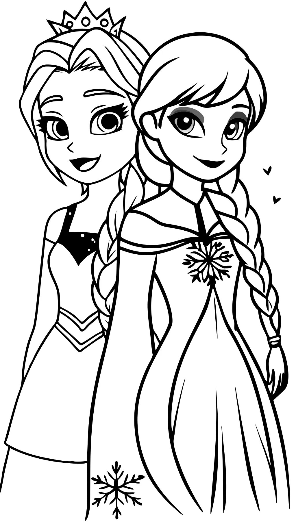 Página de color de Anna y Elsa